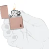 Armor® finition polie brillante, motif flamme en or rose
