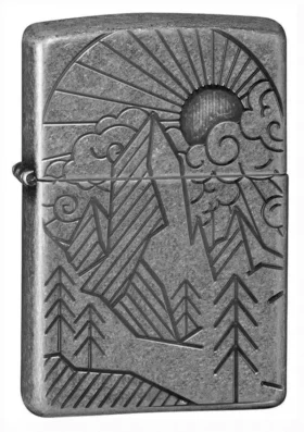 Armor® Motif de montagne argent antique