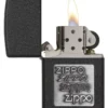 Black Crackle® Logo Zippo argenté
