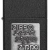 Black Crackle® Logo Zippo argenté