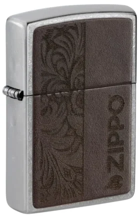 Emblème en cuir marron – Design zippo
