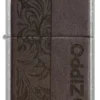 Emblème en cuir marron – Design zippo