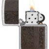 Emblème en cuir marron – Design zippo