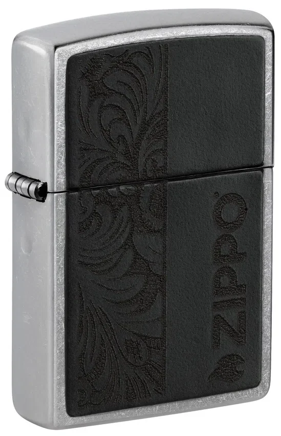 Emblème en cuir noir – Motif zippo Emblème en cuir noir – Motif zippo