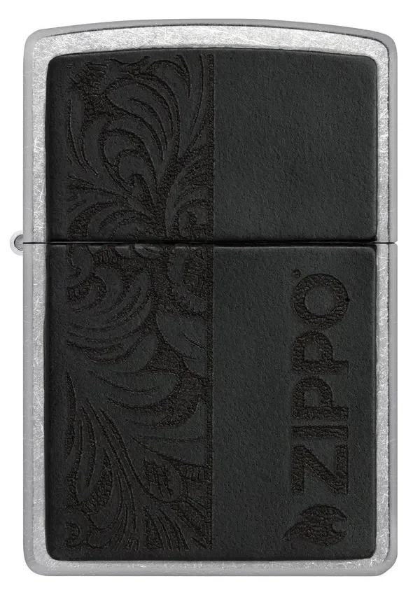 Emblème en cuir noir – Motif zippo Emblème en cuir noir – Motif zippo