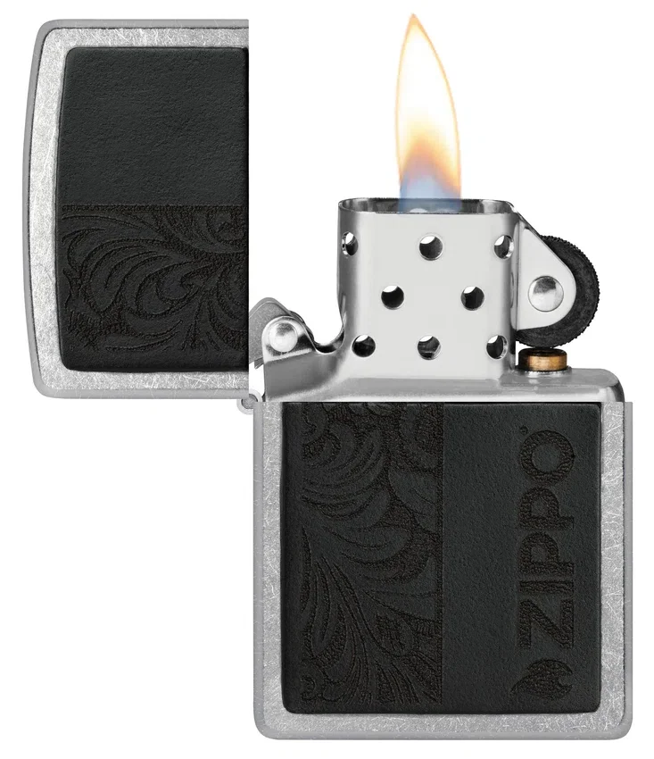 Emblème en cuir noir – Motif zippo Emblème en cuir noir – Motif zippo