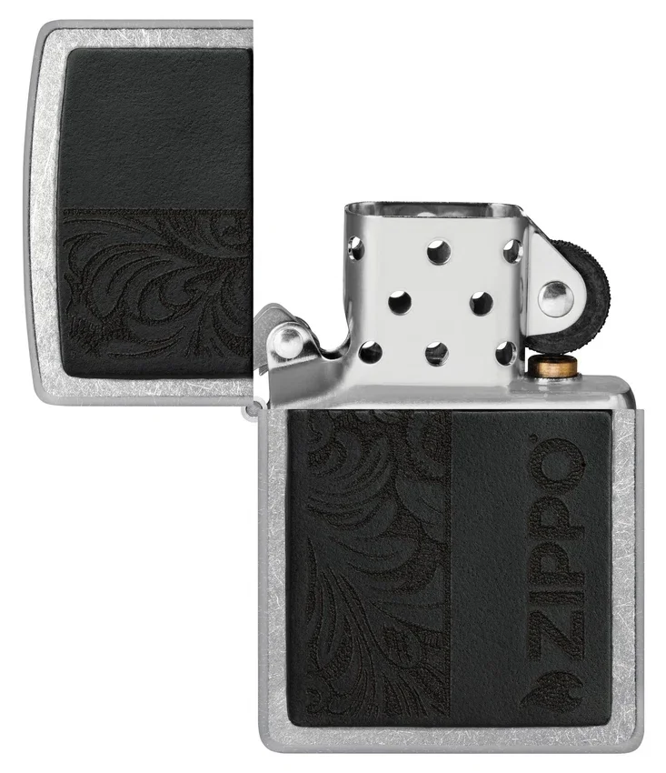 Emblème en cuir noir – Motif zippo Emblème en cuir noir – Motif zippo