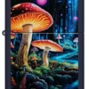Motif « champignons » sous lumière noire