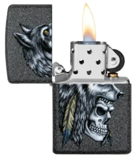 Motif « Crâne de loup et plume »