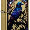 Motif de corbeau en vitrail
