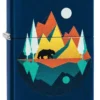 Motif géométrique représentant un ours et des montagnes