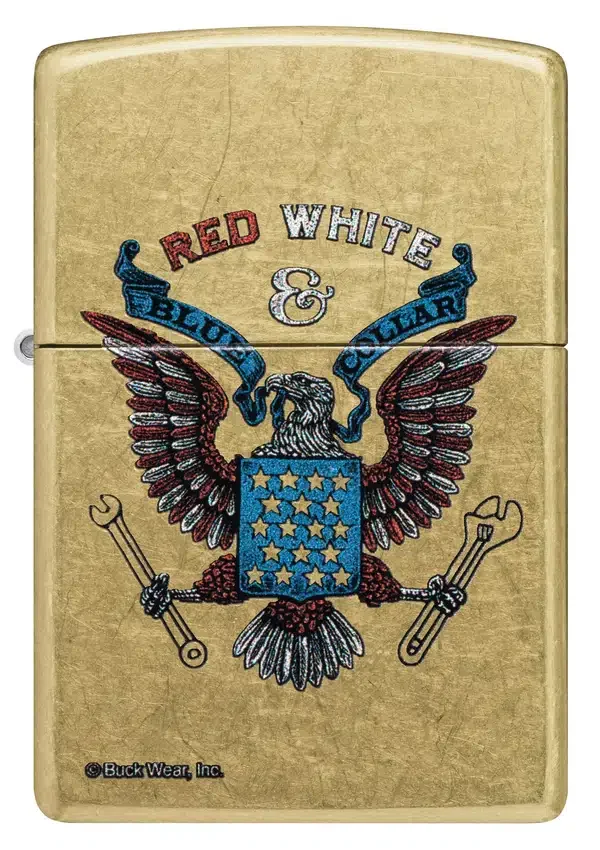 Motif « Red White & Blue » de Buck Wear™ sur le col Motif « Red White & Blue » de Buck Wear™ sur le col