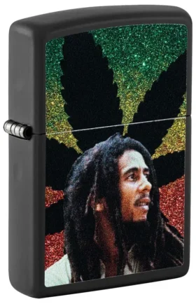 Motif représentant la silhouette de Bob Marley sur une feuille