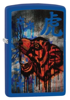 Motif tigre coloré bleu royal