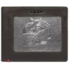 Portefeuille en cuir moka – Motif « Bass » sur plaque métallique