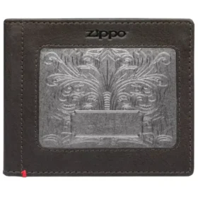 Portefeuille en cuir moka – Motif « Fandango » sur plaque métallique