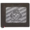 Portefeuille en cuir moka – Motif « Spade Skull » sur plaque métallique