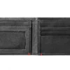 Portefeuille en cuir noir – Motif de plaque métallique en forme d’ancre
