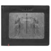 Portefeuille en cuir noir – Motif « Cross Wings » sur la plaque métallique