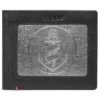 Portefeuille en cuir noir – Motif de plaque métallique en forme d’ancre