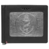 Portefeuille en cuir noir – Motif de plaque métallique en forme d’ancre