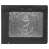 Portefeuille en cuir noir – Motif de plaque métallique en forme d’ancre