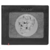 Portefeuille en cuir noir – Motif plaque métallique tête de mort