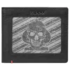 Portefeuille en cuir noir – Motif « Spade Skull » sur plaque métallique