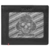 Portefeuille en cuir noir – Motif « Spade Skull » sur plaque métallique