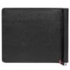 Portefeuille en cuir noir – Motif de plaque métallique en forme d’ancre
