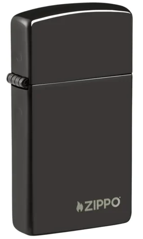 Slim® noir brillant avec logo zippo